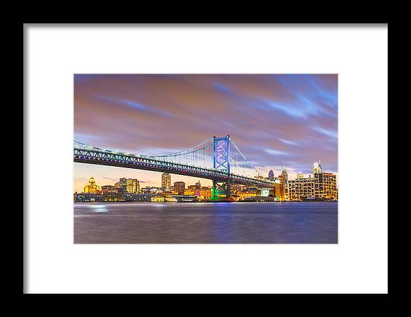 Landscape Framed Print featuring the photograph Philadelphia, Pennsylvania, Usa Skyline #13 by Sean Pavone