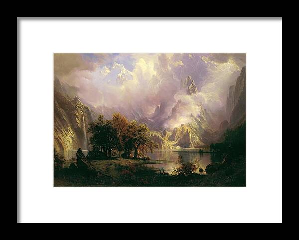 Albert Framed Print featuring the painting Rocky Mountain Landscape by Albert Bierstadt
