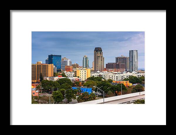 Landscape Framed Print featuring the photograph St. Petersburg, Florida, Usa Downtown #14 by Sean Pavone