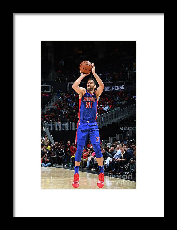 Jose Calderon Framed Print featuring the photograph Detroit Pistons V Atlanta Hawks #15 by Scott Cunningham