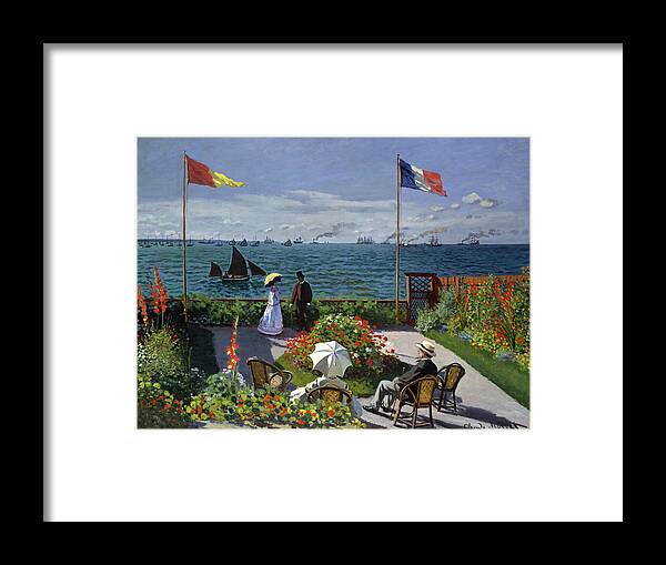 Claude Monet Framed Print featuring the painting Garden at Sainte-Adresse. #15 by Claude Monet