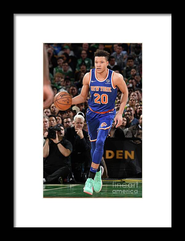 Kevin Knox Framed Print featuring the photograph New York Knicks V Boston Celtics #15 by Brian Babineau