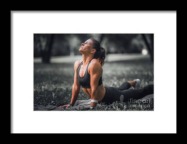 Woman Stretches Before Running Framed Print, Stretches To Do Before  Running