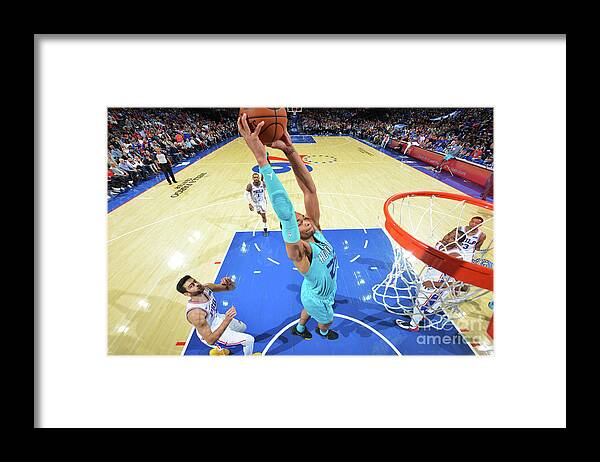 Pj Washington Framed Print featuring the photograph Charlotte Hornets V Philadelphia 76ers by Jesse D. Garrabrant