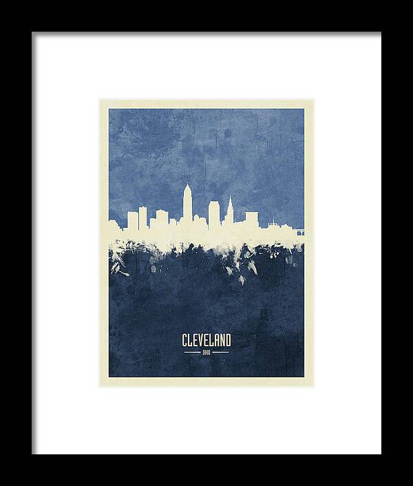 Cleveland Framed Print featuring the digital art Cleveland Ohio Skyline #16 by Michael Tompsett