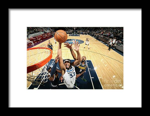 Karl-anthony Towns Framed Print featuring the photograph Denver Nuggets V Minnesota Timberwolves by David Sherman