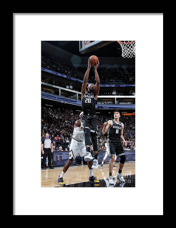 Nba Pro Basketball Framed Print featuring the photograph Denver Nuggets V Sacramento Kings by Rocky Widner