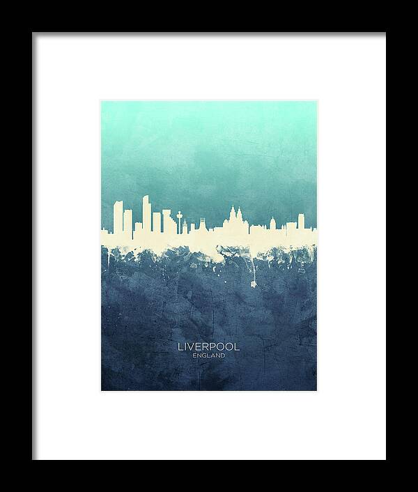 Liverpool Framed Print featuring the digital art Liverpool England Skyline #17 by Michael Tompsett