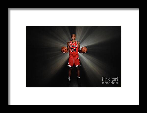 Wendell Carter Jr Framed Print featuring the photograph 2018 Nba Rookie Photo Shoot by Jesse D. Garrabrant