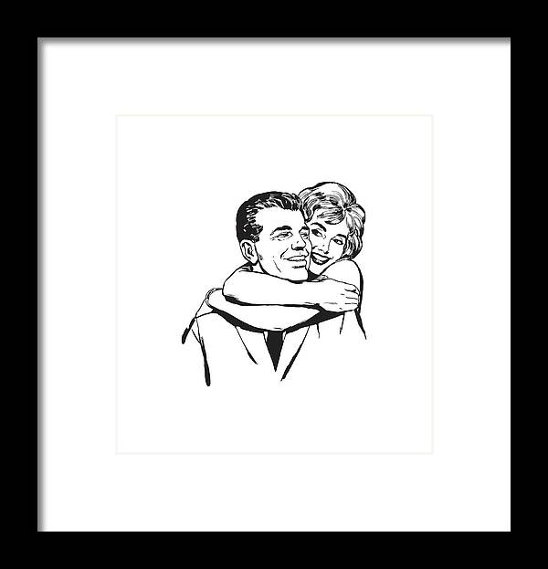 Admire Framed Print featuring the drawing Couple Embracing #18 by CSA Images