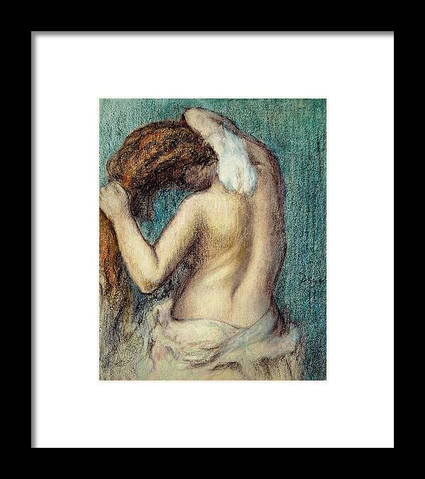 Bath Framed Print featuring the painting Woman drying Herself #18 by Edgar Degas