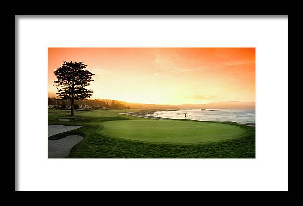 Photography Framed Print featuring the photograph 18th Hole With Iconic Cypress Tree by Panoramic Images