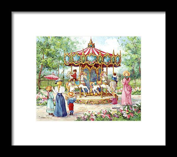 Magical Horses Framed Print featuring the painting 190 Magical Horses by Barbara Mock