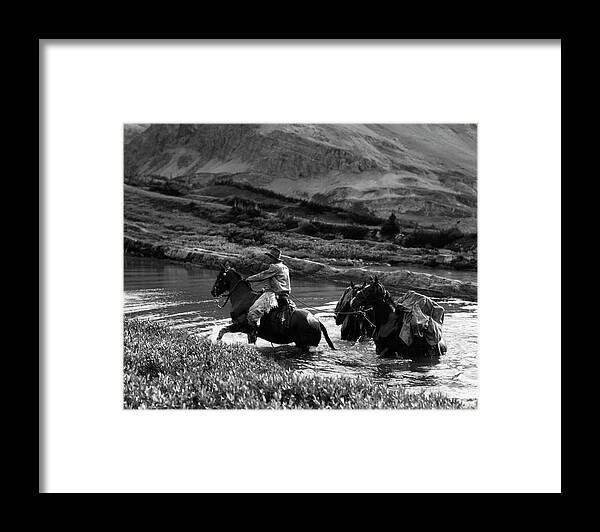 Photography Framed Print featuring the photograph 1920s Cowboy Wearing Angora Chaps by Panoramic Images