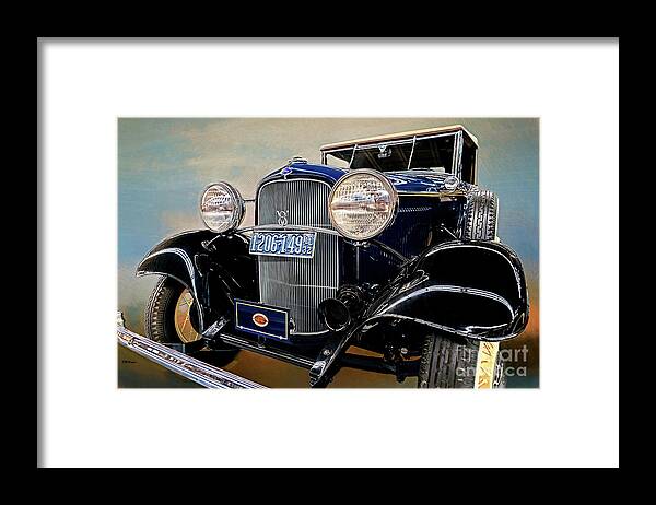 Cars Framed Print featuring the mixed media 1932 Ford Cabriolet Deluxe V8 Artistry by DB Hayes