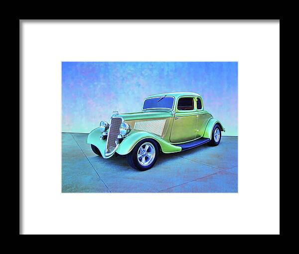 1934 Ford Green Framed Print featuring the digital art 1934 Green Ford by Rick Wicker