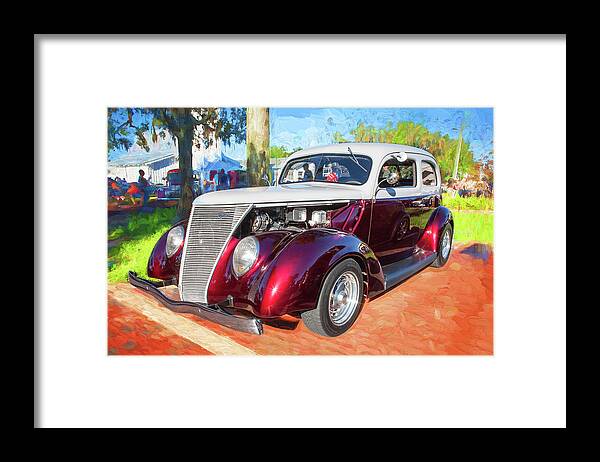 1937 Ford 2 Door Slant Back Framed Print featuring the photograph 1937 Ford 2 Door Slant back Hot Rod 11a by Rich Franco
