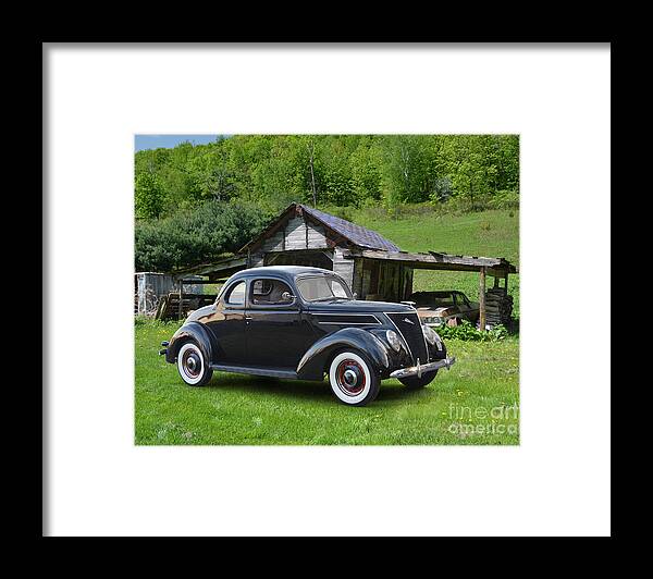 1937 Framed Print featuring the photograph 1937 Ford Coupe, Wisconsin Lean-To by Ron Long