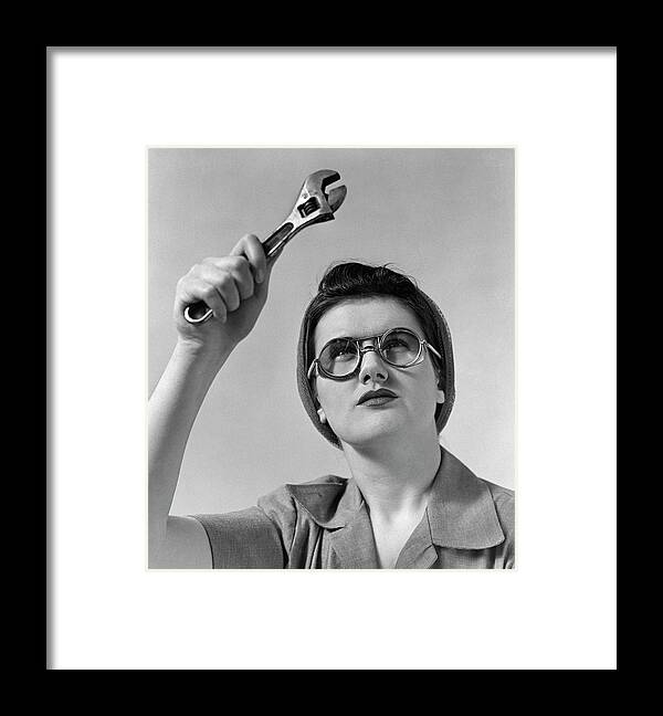 Photography Framed Print featuring the photograph 1940s Rosie The Riveter Wearing Safety by Vintage Images