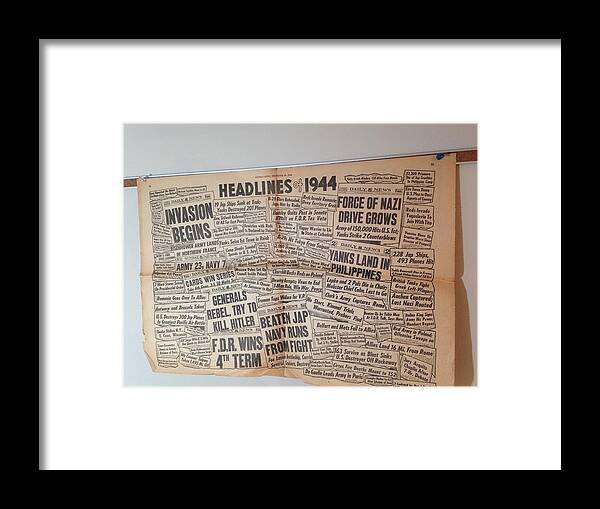 1944 Framed Print featuring the photograph 1944 Headlines by Marty Klar