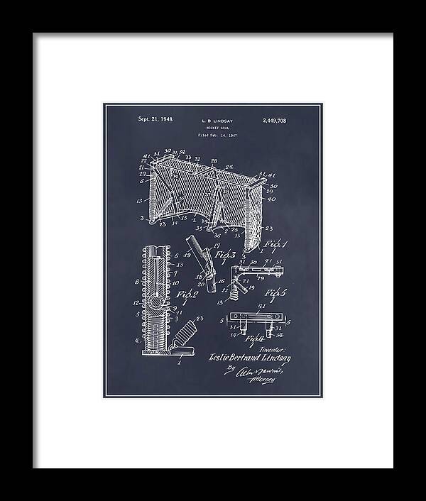 Art & Collectibles Framed Print featuring the drawing 1947 Hockey Goal Patent Print Blackboard by Greg Edwards