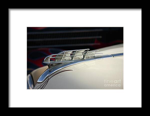 1950 Plymouth Hood Ornament Framed Print featuring the photograph 1950 Plymouth by Terri Brewster