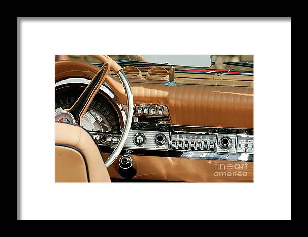 Vintage Framed Print featuring the photograph 1958 Chrysler 300f Dashboard by Lucie Collins
