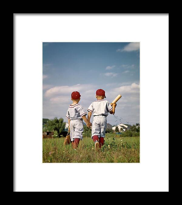 Photograph Framed Print featuring the painting 1960s Two Boys Brothers Wearing Little by Vintage Images