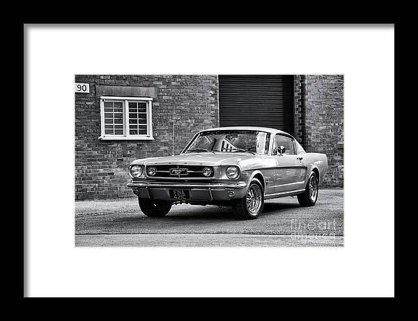 Ford Framed Print featuring the photograph 1965 Ford Mustang Monochrome by Tim Gainey