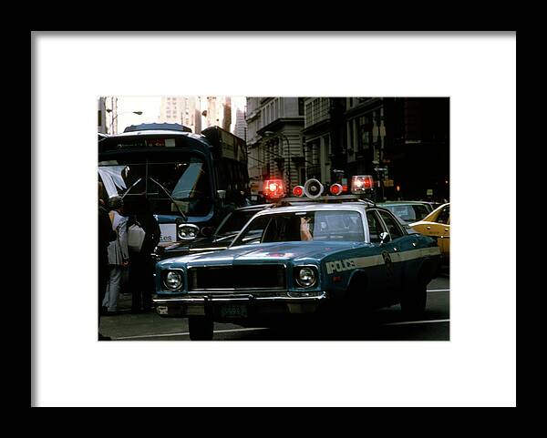 Photography Framed Print featuring the photograph 1980s Street Level View Police Car New by Vintage Images