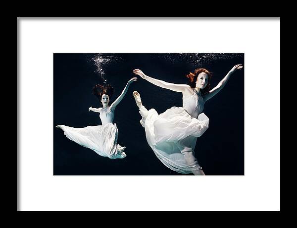 Ballet Dancer Framed Print featuring the photograph 2 Ballet Dancers Underwater by Henrik Sorensen