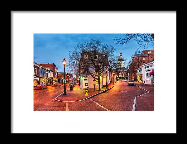 Landscape Framed Print featuring the photograph Annapolis, Maryland, Usa Downtown #2 by Sean Pavone