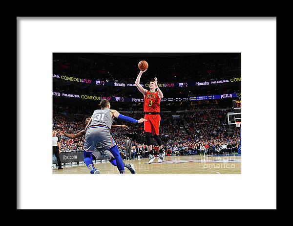 Kevin Huerter Framed Print featuring the photograph Atlanta Hawks V Philadelphia 76ers #2 by Jesse D. Garrabrant