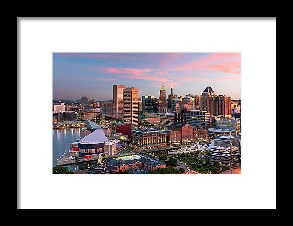 Landscape Framed Print featuring the photograph Baltimore, Maryland, Usa Skyline #2 by Sean Pavone