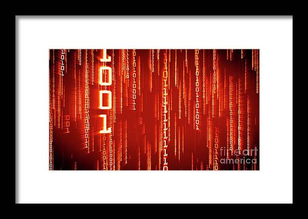 Matrix Framed Print featuring the photograph Binary Code #2 by Eduard Muzhevskyi / Science Photo Library