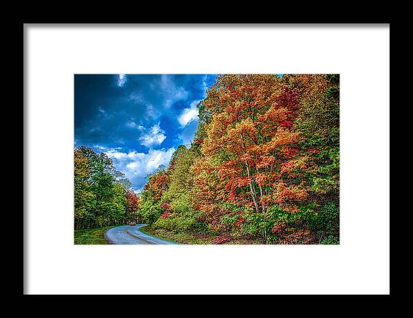 Blue Framed Print featuring the photograph Blue Ridge And Smoky Mountains Changing Color In Fall #2 by Alex Grichenko