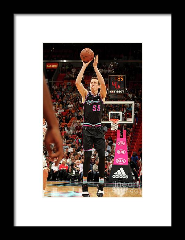 Duncan Robinson Framed Print featuring the photograph Brooklyn Nets V Miami Heat #2 by Oscar Baldizon