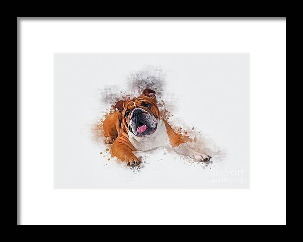Dog Framed Print featuring the digital art Bulldog #2 by Ian Mitchell