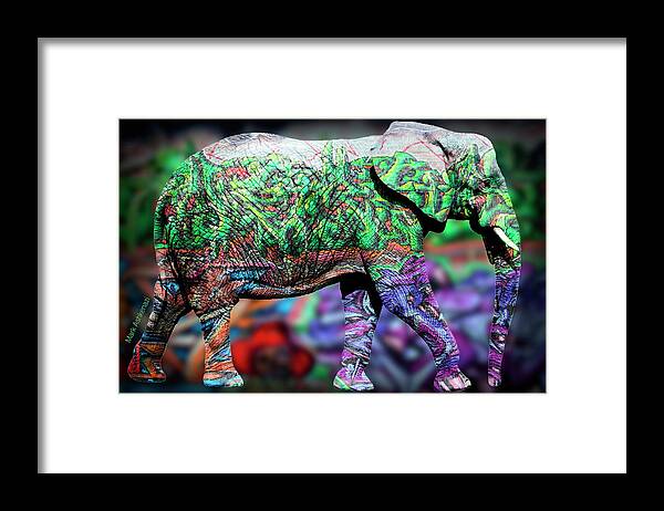 Animals Framed Print featuring the mixed media Elephant #2 by Mark Ashkenazi