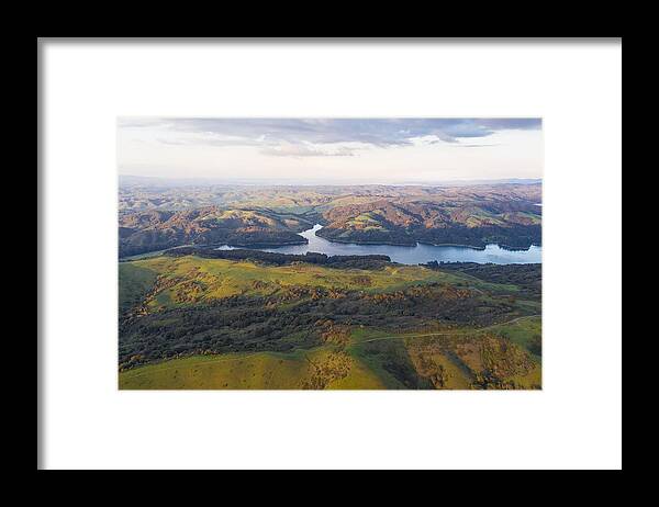 Landscapeaerial Framed Print featuring the photograph Evening Sunlight Shines On The Green #2 by Ethan Daniels