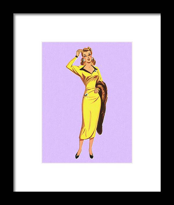 Adult Framed Print featuring the drawing Fashionable Lady #2 by CSA Images