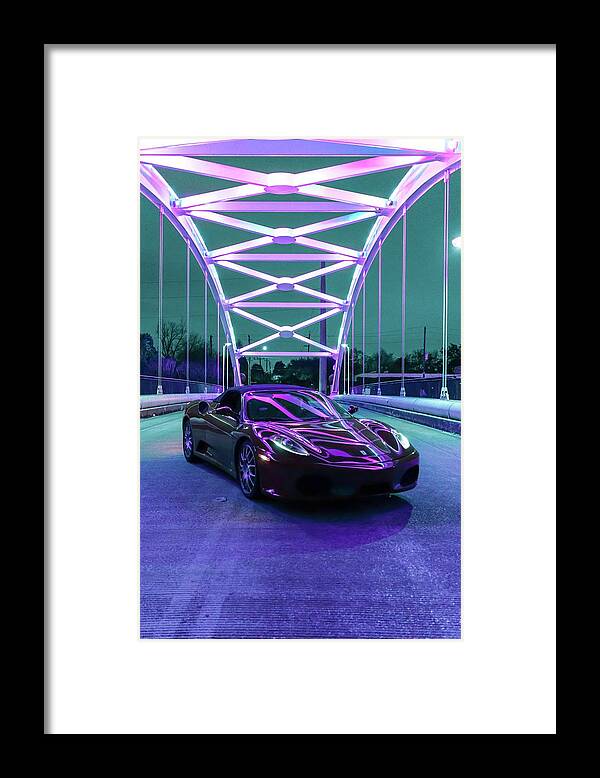 Ferrari 430 Bridge Framed Print featuring the photograph Ferrari F430 Hazard Bridge #2 by Rocco Silvestri