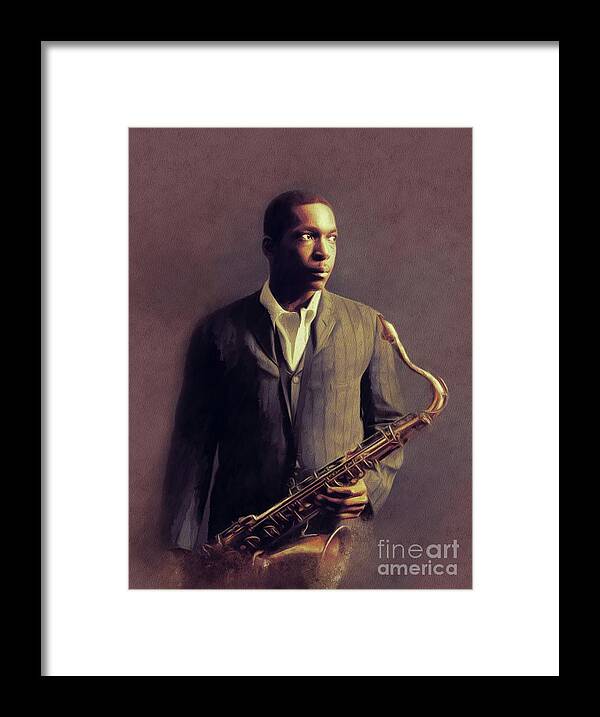 John Framed Print featuring the painting John Coltrane, Music Legend #2 by Esoterica Art Agency