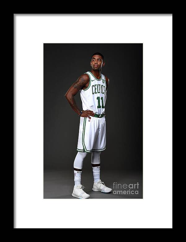 Kyrie Irving Framed Print featuring the photograph Kyrie Irving Boston Celtics Portraits by Brian Babineau