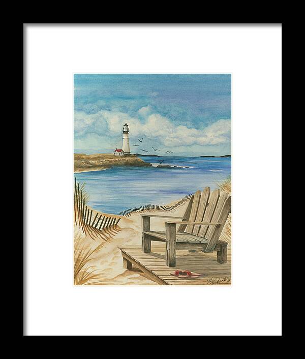 Lighthouse Framed Print featuring the painting Lighthouse View I #2 by Jay Throckmorton