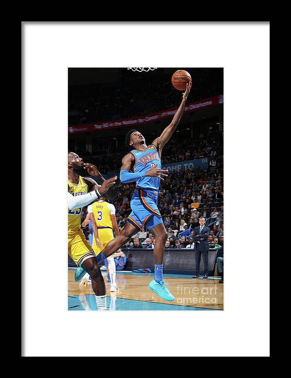 Shai Gilgeous-alexander Framed Print featuring the photograph Los Angeles Lakers Vs Oklahoma City by Zach Beeker
