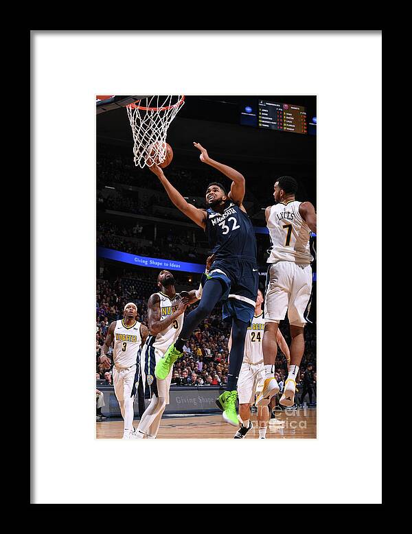 Nba Pro Basketball Framed Print featuring the photograph Minnesota Timberwolves V Denver Nuggets by Bart Young