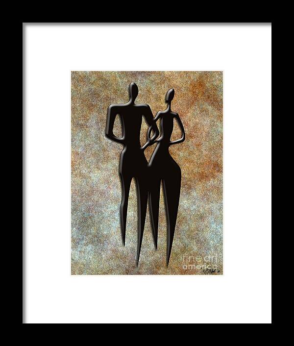 Figures Framed Print featuring the digital art 2 People by Walter Neal