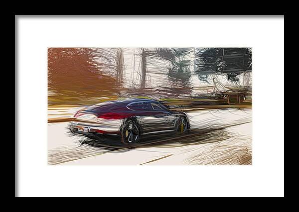 Porsche Framed Print featuring the digital art Porsche Panamera Turbo S Drawing #3 by CarsToon Concept