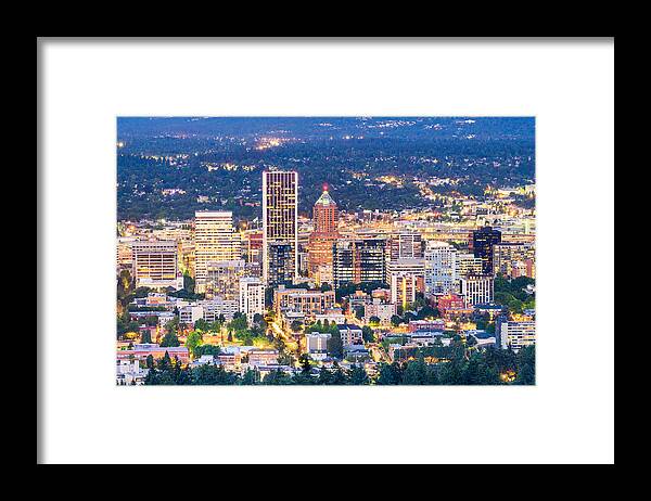 Landscape Framed Print featuring the photograph Portland, Oregon, Usa Downtown #2 by Sean Pavone